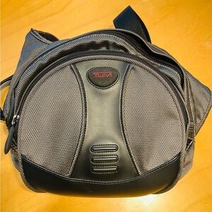 Tumi Gray and Black Men's / Unisex Belt Bag with Red Logo Patch